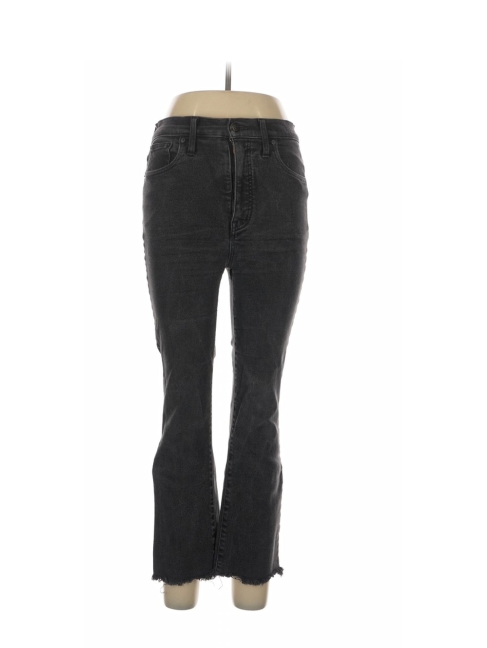 Madewell High-Rise Black Wash Flare Jeans Size 33 Raw Hem '70s Vintage Style